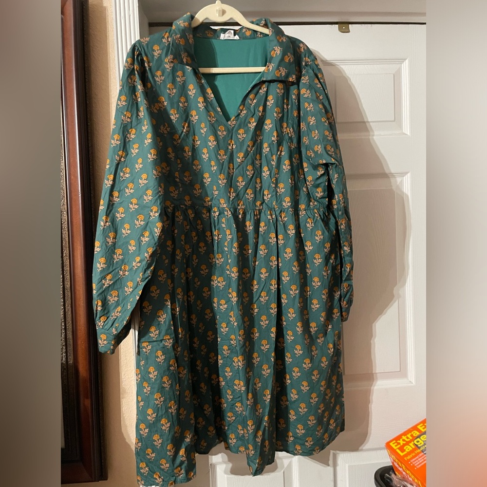 Chic Soul Floral Emerald green midi Dress size 2X ๐ธ๐บ๐น BMB HALL - Picture 7 of 7